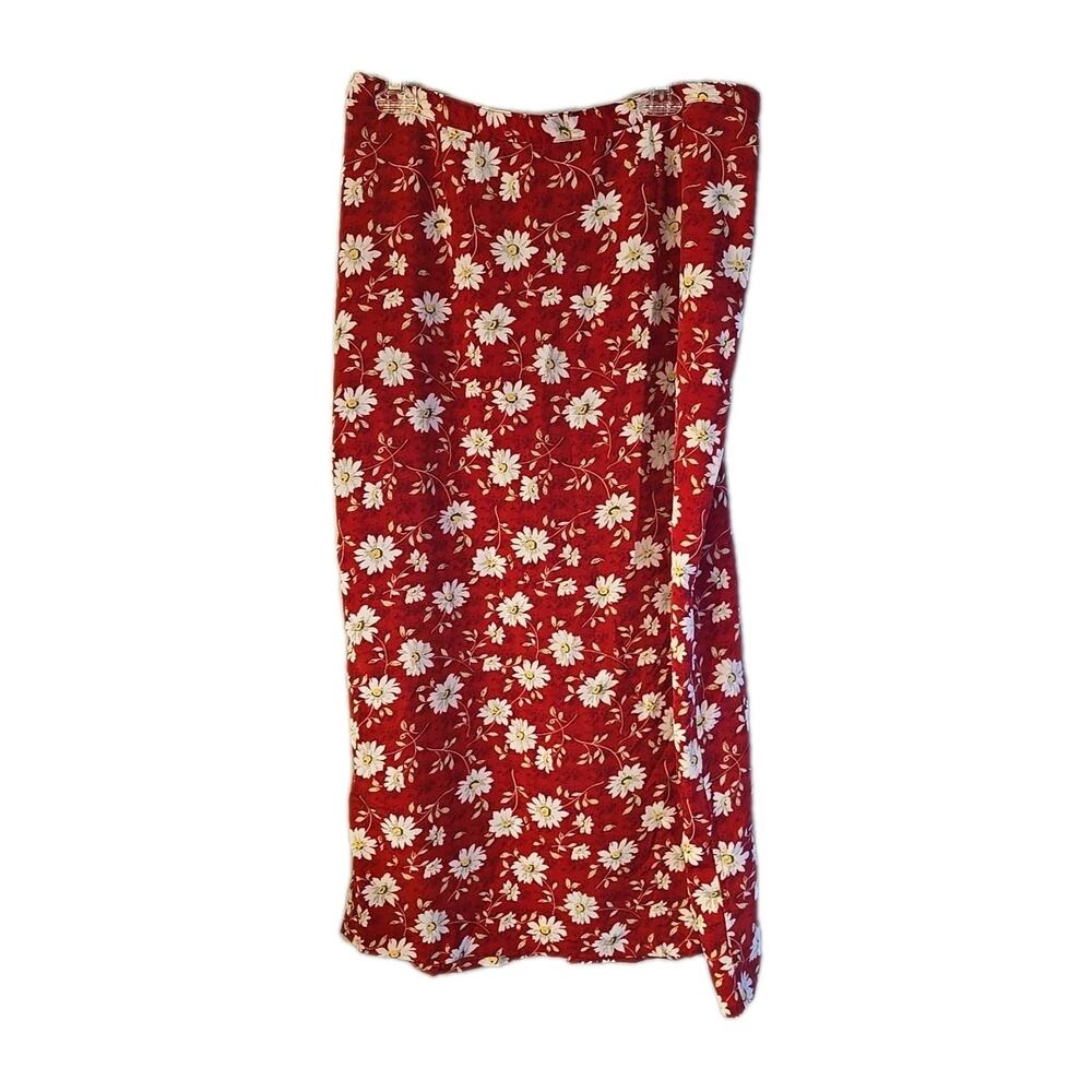 Christopher & Banks Red Floral‎ Daisies It-girl Y2k Preppy 90's Skirt Womans 14